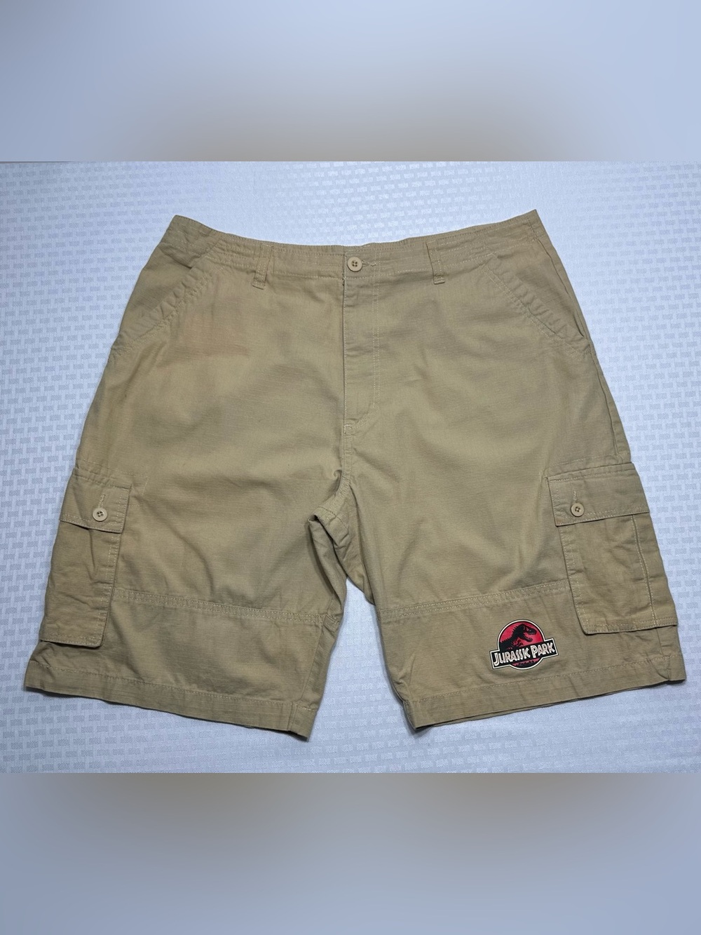 Universal Studios Jurassic Park Beige Safari Ripstop Cargo Shorts Mens L (36x10)